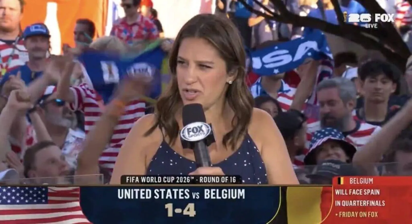 Carli Lloyd providing analysis on a Fox panel with Clint Dempsey