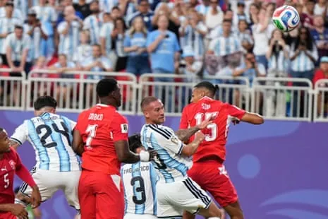 Argentina's Alexis Mac Allister heads in the opener